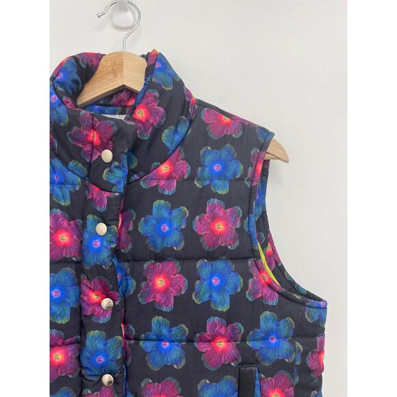 Lisa Says Gah Mandinga Floral Graphic Print Colorful Puffer Crop Vest - Medium - Picture 5 of 10